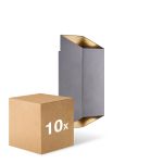 Confezione Multipack 10x Nordlux Nico Luce Da Parete Aluminium Antracite Up & Down | Adatto per 2x GU10